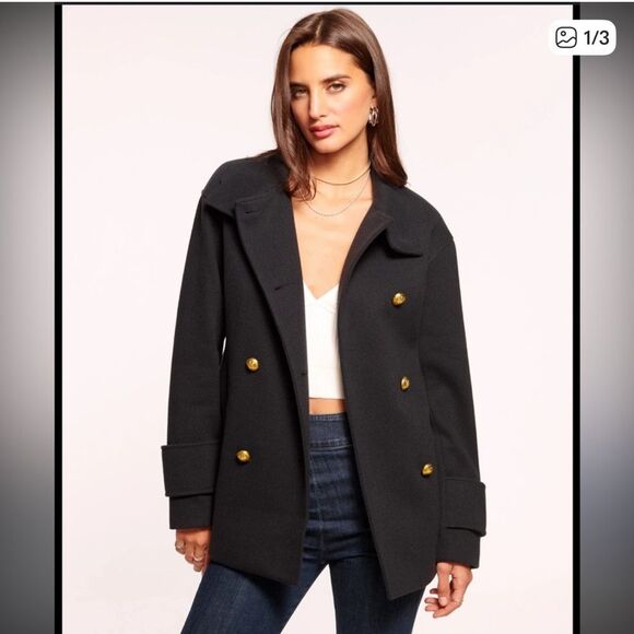 $645 NWT Ramy Brook IVORY Peacoat with Notched Collar - Picture 1 of 9